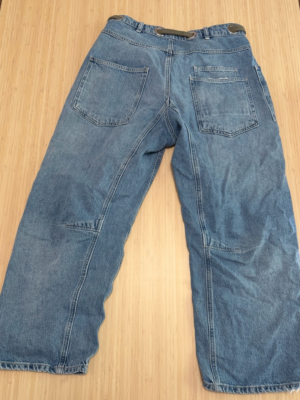 Free People Moxie Blue Patchwork Barrel Jeans - Picture 6 of 7